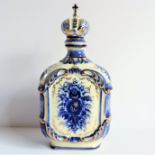 Vintage Russian GZHEL WEKMA Porcelain Decanter/Flask. A super hand painted and gilded Wekma