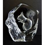 Mats Jonasson Crystal Squirrel Paperweight Sculptture 11cm High. Cute Mats Jonasson Crystal Squirrel