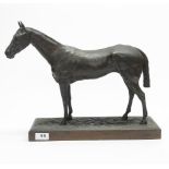 An early 20th century cast bronze figure of a racehorse, after D. E. Devains, H. 34cm.