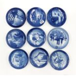 Nine Royal Copenhagen collector's plates.