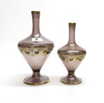 Two 19th century Venetian amethyst glass vases / carafes, tallest H. 27cm.