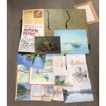 Two Folios of good watercolours and artwork.