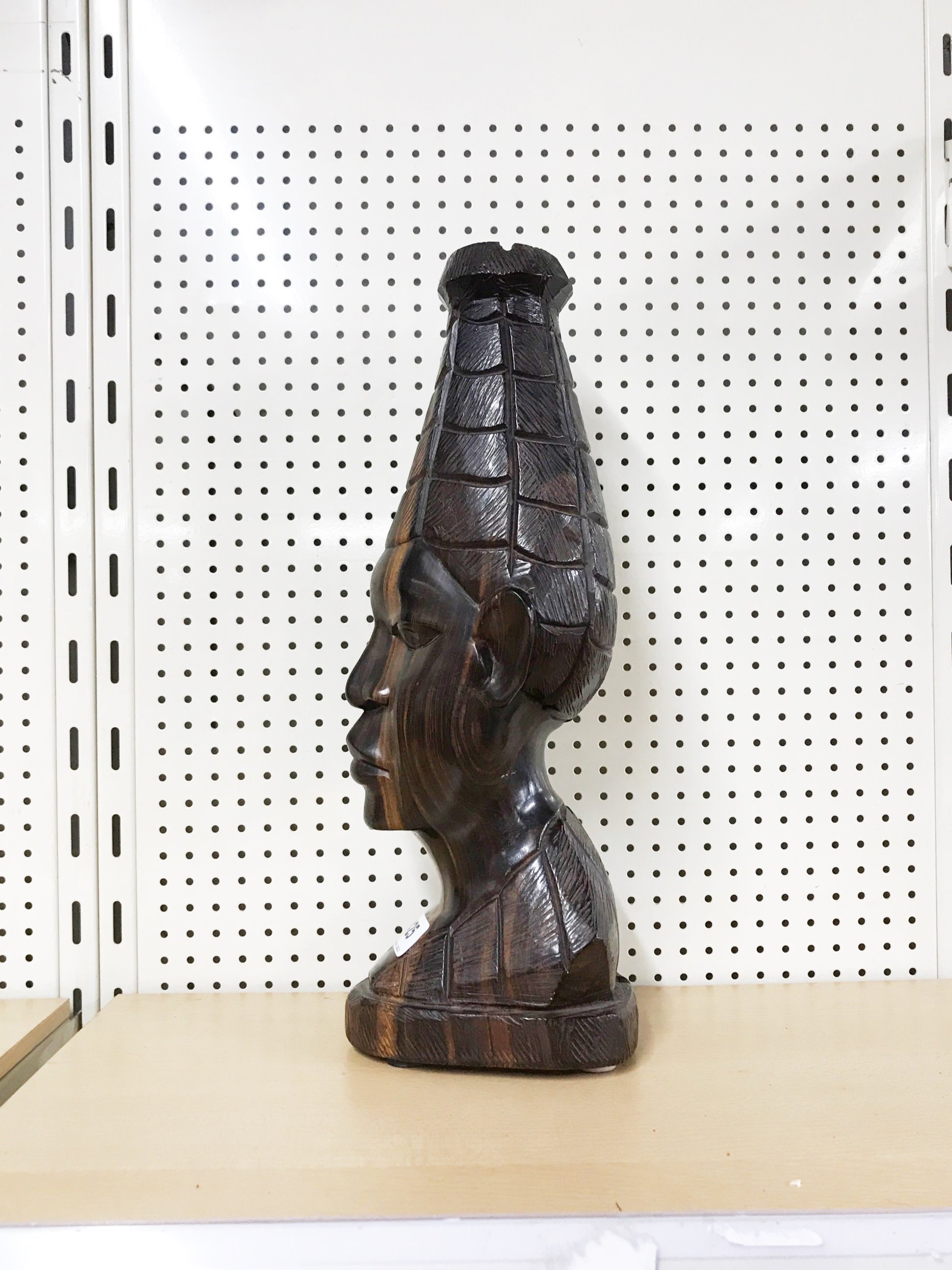A large carved African figured ebony torso table lamp base, H. 39cm. - Image 2 of 2