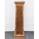 A burr walnut veneered plant stand, some scratches to top, H. 116cm.