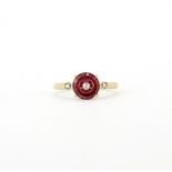 A 10ct yellow gold ring set with a fancy cut rubellite tourmaline and diamonds, (N).