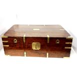 A large brass mounted oak military map / document chest, 61 x 41 x 21cm.