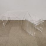 A perspex coffee table together with a matching perspex nest of three tables, coffee table 90 x 50 x