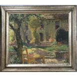 William Hoggart (b. 1879-): A framed impressionist oil on canvas 'In the Garden' frame size 76 x