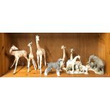 A group of resin animal figures, tallest H. 30cm.