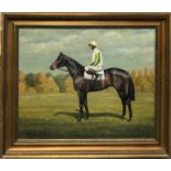 A framed oil on canvas depicting 'Tender King' the winner of the 1981 Windsor Castle Stakes,