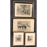 A group of four framed military engravings, largest frame size 32 x 42cm.