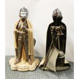 A pair of vintage enamelled knight companion sets, H. 37cm.