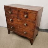 A four drawer burr walnut Victorian chest of drawers, 83 x 80 x 43cm.