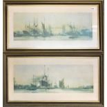 Two large gilt framed limited edition lithographs, 199/500 of the River Thames in London after