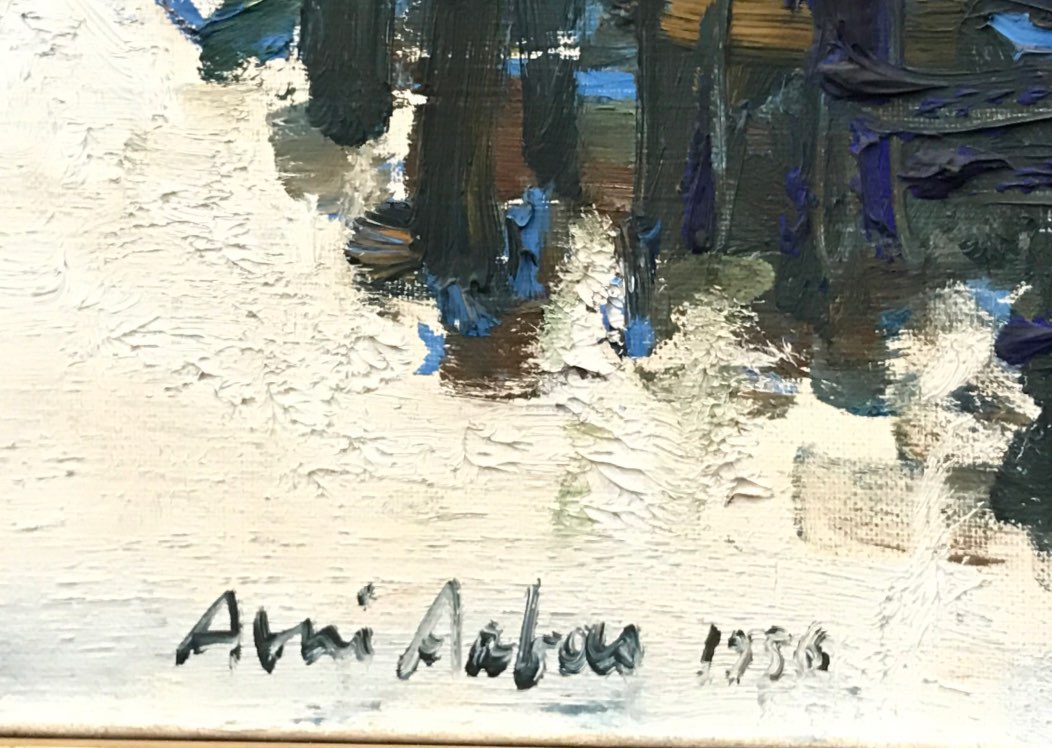 Avni Arbars, A framed oil on canvas 'Les Pecheurs', frame size 52 x 63cm. Prov. Originally from - Bild 3 aus 4