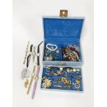 A Jewellery box and contents.