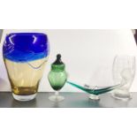 A large Murano style glass vase, H. 30cm (very minor rim chip), together with a Murano gondola and