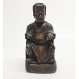 An antique Chinese carved wooden figure, H. 19cm.