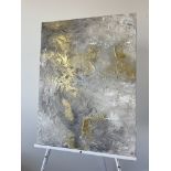 Georgina April Art, "Collide", mixed media on canvas, 60 x 80cm, c. 2022. A heavily textured piece