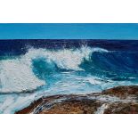 Elena Petrova, "Storm. Sea is shaking No 2", oil on canvas, palette knife, 30 x 20cm, c. 2022.