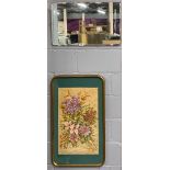 A large gilt framed watercolour still life flowers, frame size 53 x 89cm. together with an art