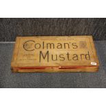 A 19th century Coleman's mustard wooden advertising box, 67 x 32 x 8cm.