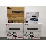 Two LG Wireless Streaming Blu-ray Disc/ DVD players (BP350), together with an LG DVD player (
