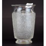 A mid 20th century Lalique frosted vase decorated with foliage and berries, acid etched Lalique