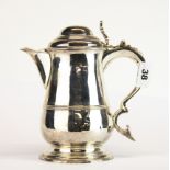 A 1759 hallmarked solid silver lidded tankard jug, H. 20cm.