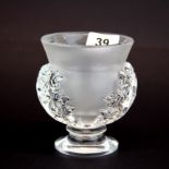 A Lalique frosted crystal leaf design vase, H. 11.5cm. Engraved Lalique France. Jean Rich