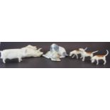 Five Beswick animal figures together with one Nao figure.