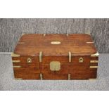 A large brass mounted oak military map / document chest, 61 x 41 x 21cm.