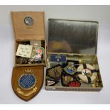 A box of mixed military button etc.