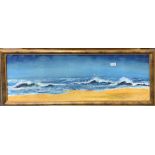 A gilt framed watercolour seascape signed M.D. 2003, frame size 110 x 44cm.