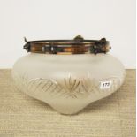 A superb 1920's frosted cut glass and bronzed metal light fitting, Dia. 38cm.