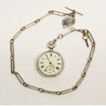 An 1898 Chester hallmarked silver pocket watch with hallmarked silver albert chain and fob (