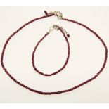 A 925 silver and faceted tourmaline necklace and matching bracelet, both with tags.