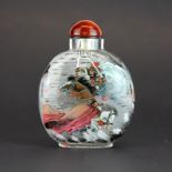 A very fine Chinese signed inside painted snuff bottle depicting a famous battle, H. 10cm. Jean Rich