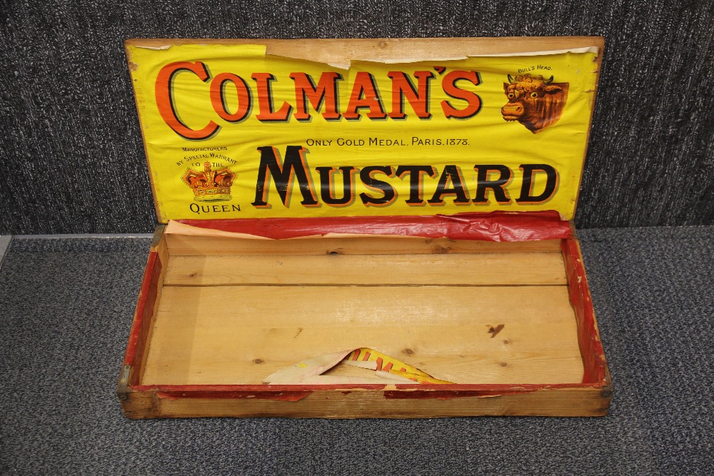 A 19th century Coleman's mustard wooden advertising box, 67 x 32 x 8cm. - Image 2 of 2