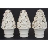 A set of three Creamware porcelain table decorations, H. 27cm.