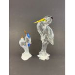 Two boxed Swarovski crystal figures of birds, Stalk H. 15cm.