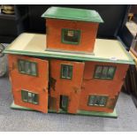 An unusual hand made art deco style dolls house and contents, 79 x 38 x 70cm.