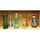 A galle style cameo glass vase, H. 18cm. together with a further five vintage vases.