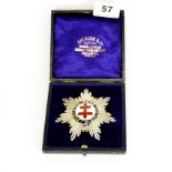 A cased hallmarked silver Knights Templar medal, W. 8cm.