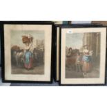 Five framed 18th century coloured lithographs after Wheatley, frame size 37 x 46cm.