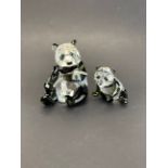 A boxed Swarovski crystal endangered wildlife series two pandas, tallest H. 9cm.