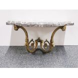 A gilt brass and marble hall bracket table, W. 43cm. D. 24cm.