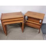A nest of three 1970's teak coffee tables, largest 60 x 37 x 48cm. together with a similar