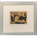 After Pablo Picasso: A framed 1962 limited edition lino cut printed on arches wove paper with
