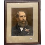 A large framed pastel portrait of a gentleman, frame size 63 x 76cm.